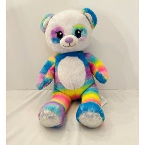 Build A Bear Rainbow Friends Panda Plush 17" Glitter Sparkle Eyes BABW Stuffed